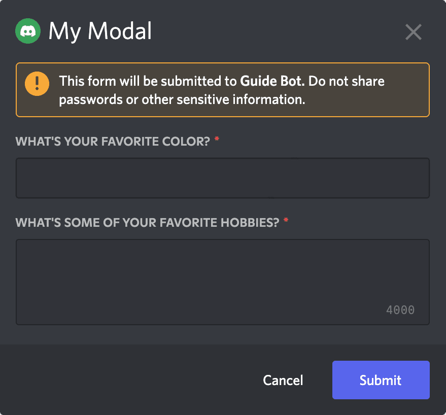 Modal Example